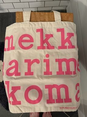 MARIMEKKO Pink Letter-Print Canvas Tote Bag